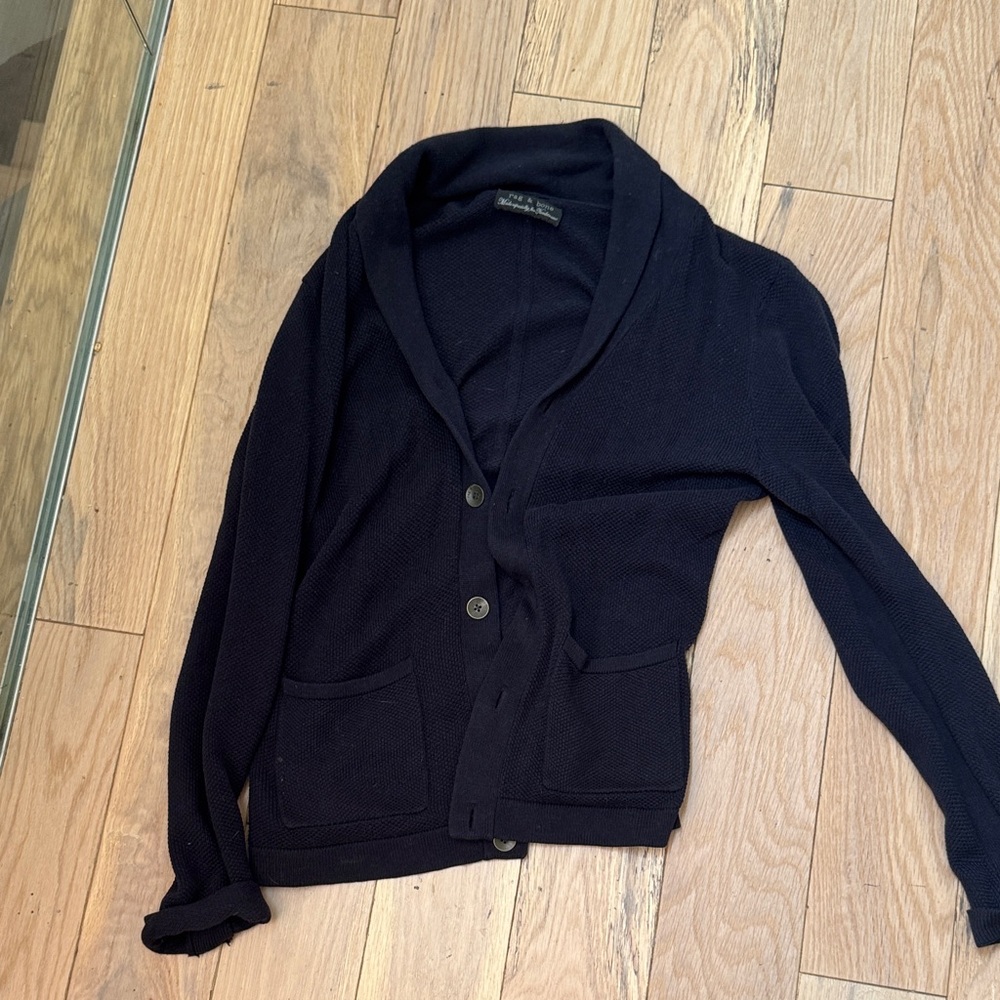 RARE VINTAGE Rag & Bone for Nordstrom Navy Knit Cardigan with Roll Neck